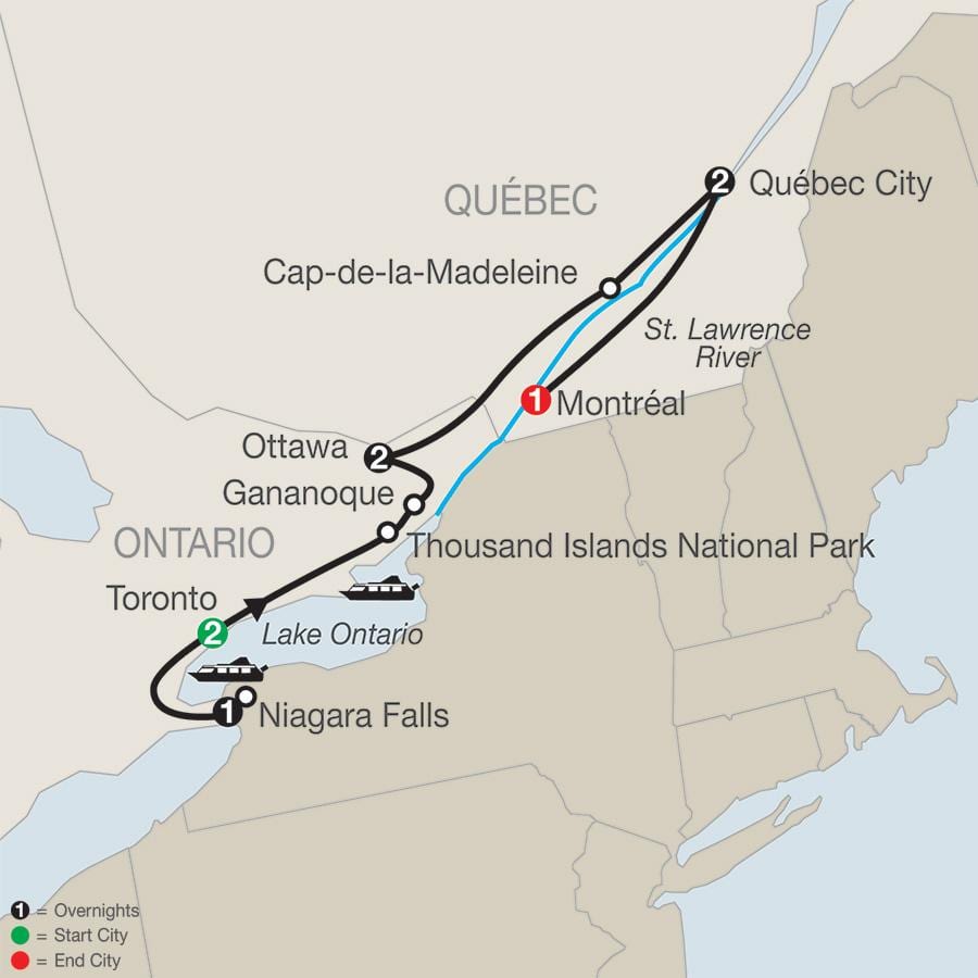 Kentler Quebec Kanada haritası