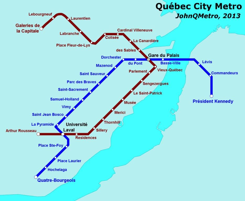Quebec Şehri metro haritası