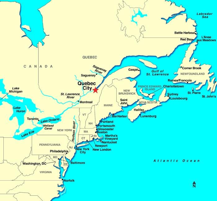 Kanada'nın Quebec Şehri haritası