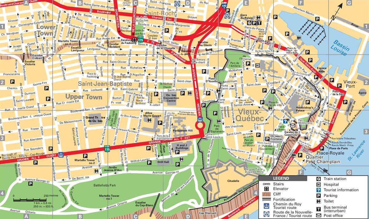 Quebec City turistik haritası