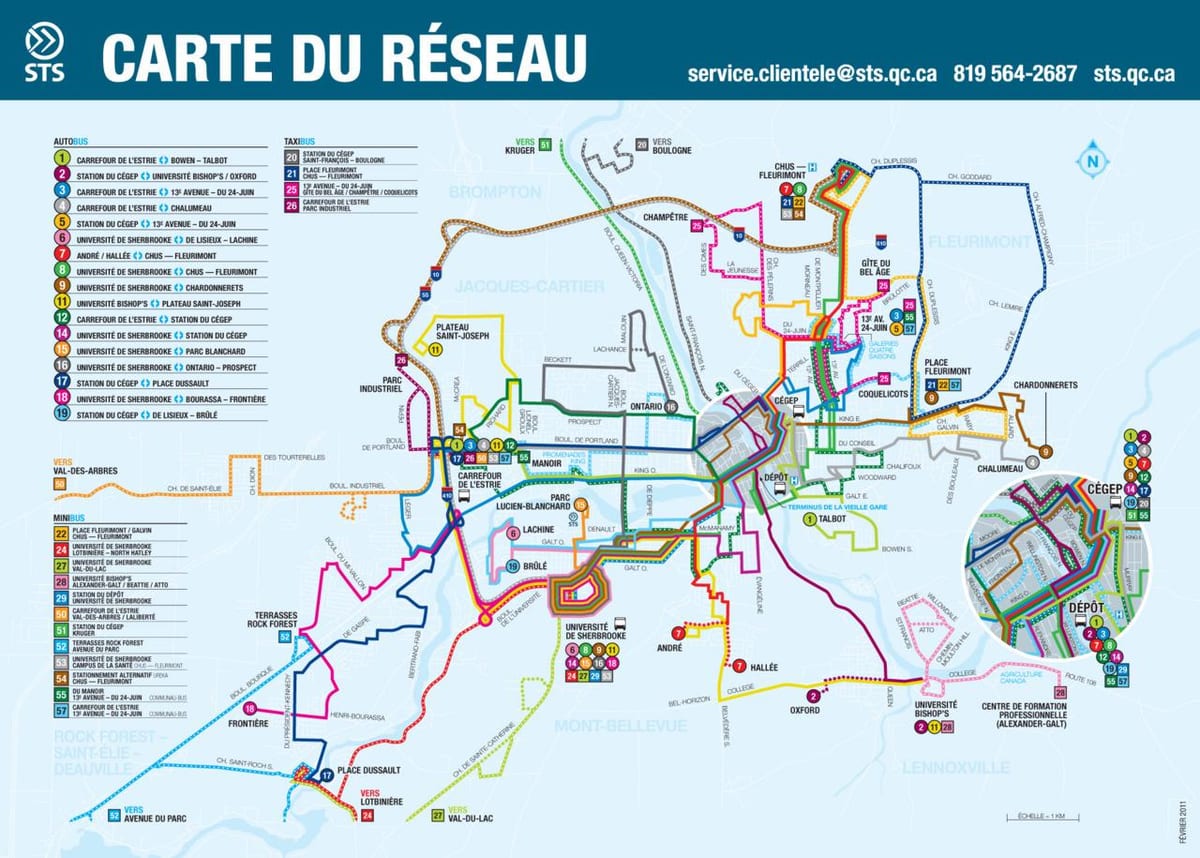 Quebec otobüs haritası 
